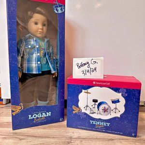 American Girl Boy Doll ”Logan Everett" and Drum Set